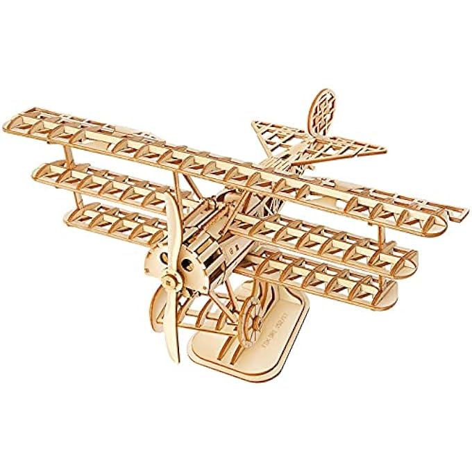 AIRPLANE DIY 3D WOODEN PUZZLE MODEL KIT, LASER CUT WOODEN PUZZLE, BRAIN TEASER AND EDUCATIONAL STEM DIY BUILDING MODEL TOY FOR KIDS AND ADULTS (AIRPLANE) - Image 1
